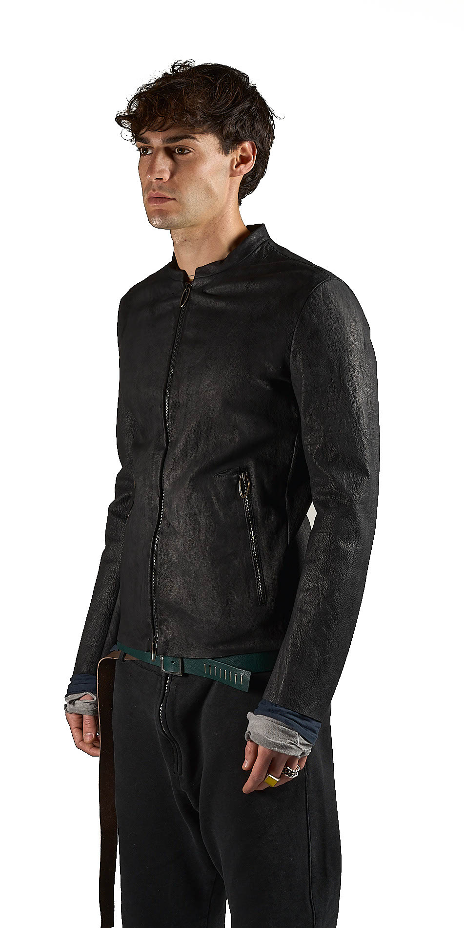DANIELE BASTA LEATHER AND SILVER JACKET 